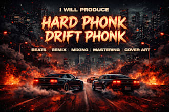 produce, remix, hard phonk, drift phonk, mixing and mastering, phonk cover art