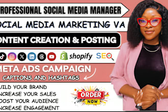 be your social media content marketer, virtual assistant social media manager VA