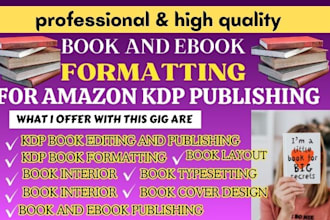 proofread, edit, formatting ebook canva book design, amazon kdp book publishing