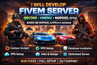 fix or setup a fivem server for your esx qbcore nopixel or can install scripts
