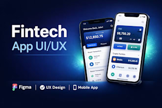 design fintech and banking mobile app UI UX in figma