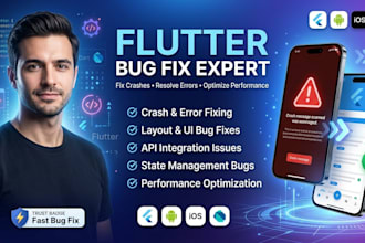 fix flutter app bugs, flutter UI crashes, red screen errors
