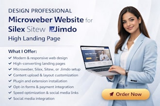 design professional microweber website for silex sitew jimdo high landing page
