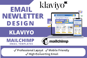 design responsive mailchimp or klaviyo email newsletter, newsletter design