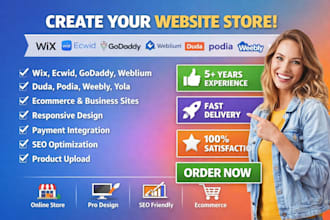 create ecwid wix godaddy weblium duda podia weebly vev looka yola website store