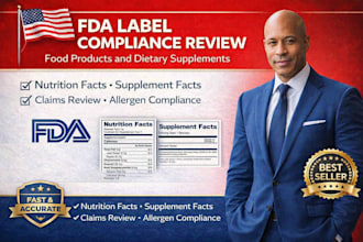 review your food product label and dietary supplement label for fda compliance