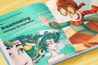 create colorful 2d childrens book illustrations and storybook art