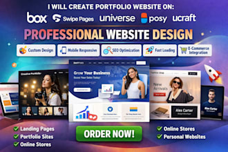 create portfolio box swipe pages landing onuniverse posy ucraft website design