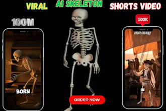 create viral ai skeleton shorts video like dr data for youtube tiktok channel