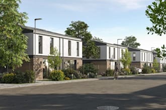 restructure townhouses building,residential interior render,exterior street view