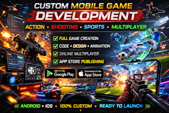 create a custom multiplayer action games, shooting, sports  upload to appstore