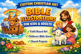 design inspiring christian artwork, bible illustration and faith for kids