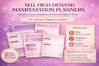 design a goal setting journal, manifestation planner and brain dump templates