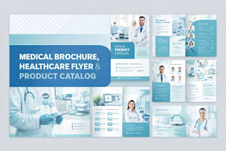 design medical brochure, healthcare flyer and product catalog design for clinics