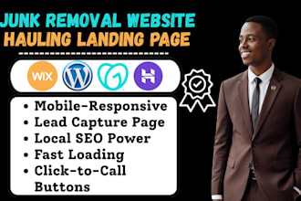 design junk removal website dumpster rental hauling landing page