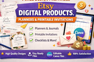 design profitable etsy digital products, planners, and printable invitations