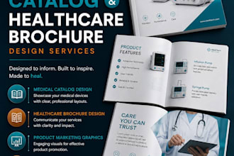 design medical product catalog or healthcare brochure