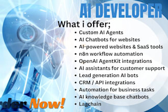 build custom ai agent, chatbot, n8n automation, openai agentkit, openclaw setup