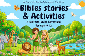 christian children book illustration,bible story illustration, kids story book
