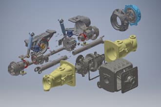 design 3d mechanical engine parts, axle, mechanical design, cad modeling, solid