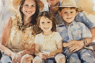 create a watercolor family portrait