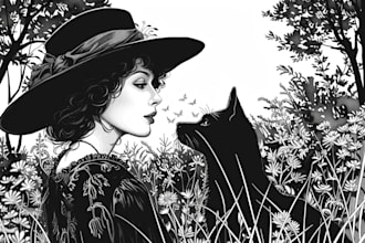 create vintage line art or engraving art illustration