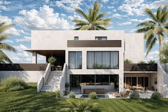 high quality architectural render, modern interior exterior design concept, cgi
