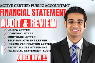 audit review or compile financial statement, profit loss, CPA mortgage letter