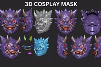 create 3d cosplay props, helmet, mask, armor model for 3d printing stl