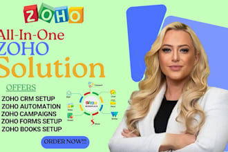 set up your zoho CRM, zoho creator, zoho forms, salesiq and zoho books