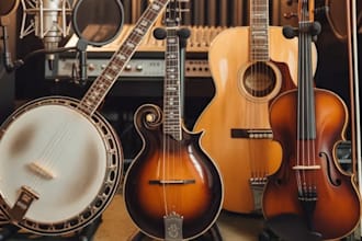 record mandolin fiddle guitar and banjo with india sitar track with melody
