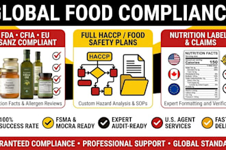 create fda cfia eu nutrition labels and full haccp plans