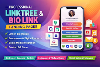 create a professional linktree  link in bio , bio link landing page