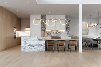 redesign modern home interior, house cabinet design, render open modular kitchen