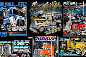 design cartoon monster vintage logo truck mascot livery ratflink