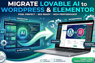 migrate lovable ai website to wordpress website landing page with elementor