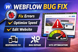 fix webflow website issues, bugs fix, optimize or edit webflow site