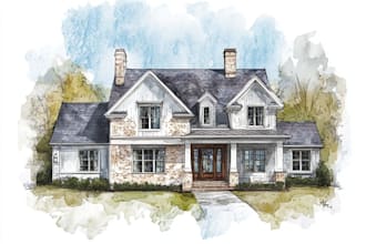 draw house illustration watercolor style