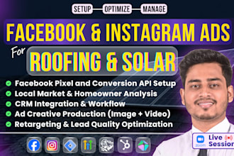 set up and manage facebook and instagram ads for roofing and solar companies