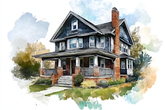 do an watercolor house portrait