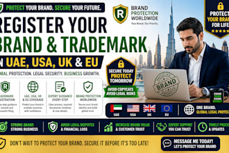 help you register and trademark your brand in uae USA UK eu for global protectio