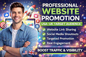 do website promotion,share links,business shoutout to usa,uk or any target users