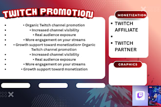 help you reach twitch monetization with organic channel promotion