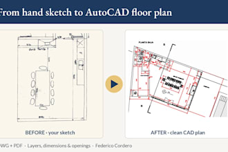 convert your sketch, PDF or image to autocad floor plans