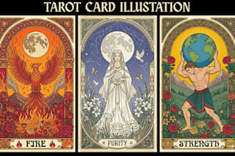 design custom tarot card art oracle card zodiac card mystical card illustration