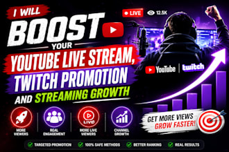 boost your youtube live stream, twitch promotion and streaming growth