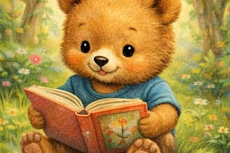 do whimsical watercolor children story book illustration