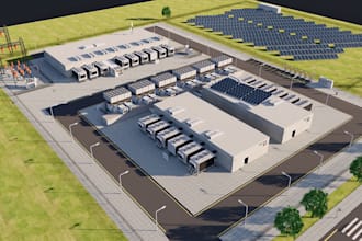 design 3d data center, data warehouse, server room, IT facility with cgi visual