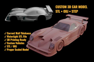 custom hard surface vehicle 3d model, racing car model stl for 3d printing