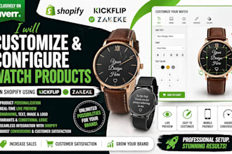 customize and configure watch products on shopify using kickflip or zakeke